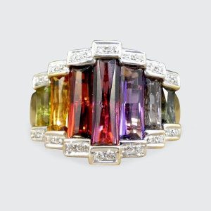 Bellarri Multi Gem Ring In 18 Carat Yellow And White Gold