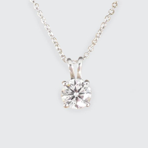 Diamond Solitaire Pendant In 18 Carat White Gold On Gold Chain