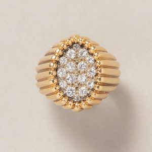 vintage 18ct yellow gold and diamonds tartelette ring