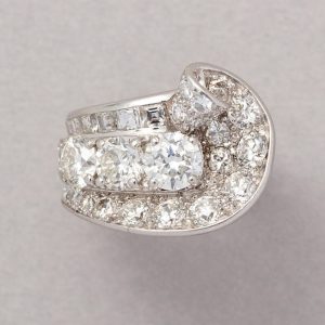 Antique vintage art deco 18ct white gold and platinum diamond ring