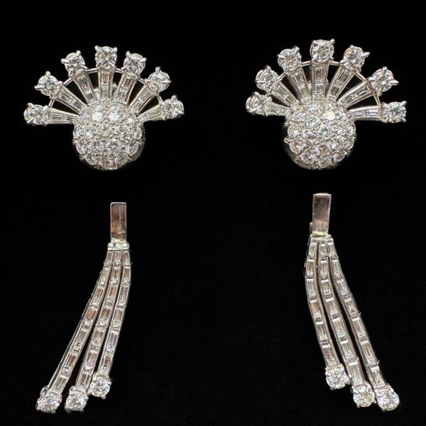 Day and night diamond drop earrings detachable top and bottom