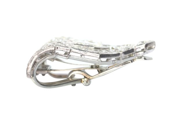 Art Deco platinum jewellery clip with old cut diamonds.