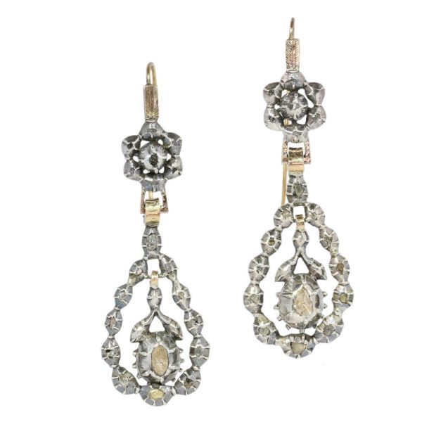 Victorian diamond earrings in gold and silver.