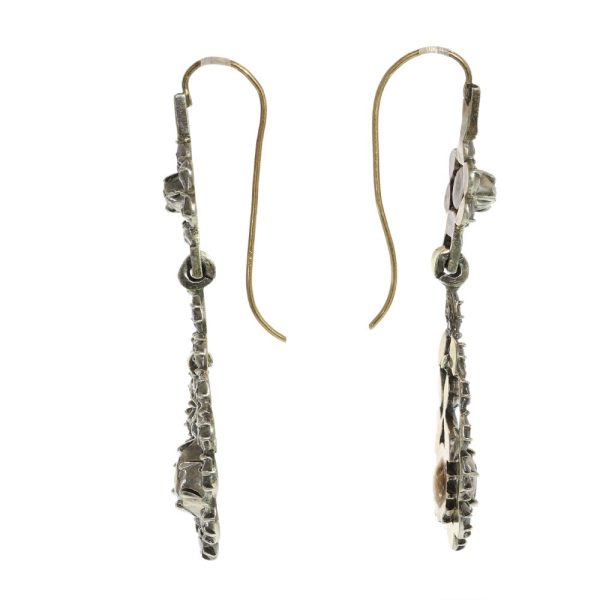 Victorian diamond earrings in gold and silver.
