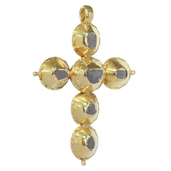 Georgian cross pendant with diamonds in gold.