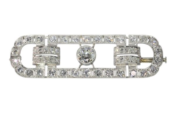 Gentlemen's platinum and diamond bar brooch