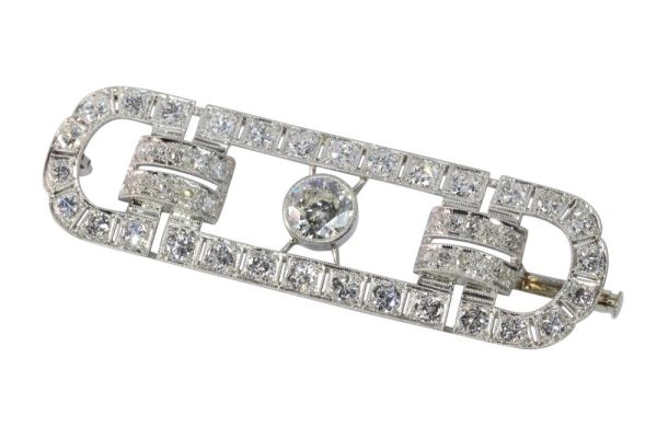 Gentlemen's platinum and diamond bar brooch