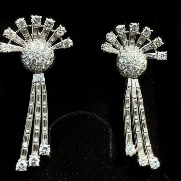 Vintage Art Deco Diamond Day and Night Earrings, 5cts