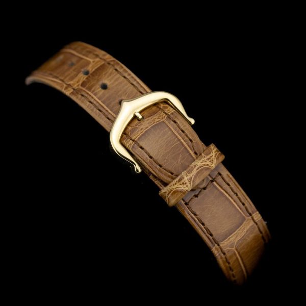 Ladies Cartier Tank Louis Cartier W1529856 2442 18ct Yellow Gold 22 x 30mm Quartz Watch on brown Alligator skin strap with Cartier yellow gold pin buckle