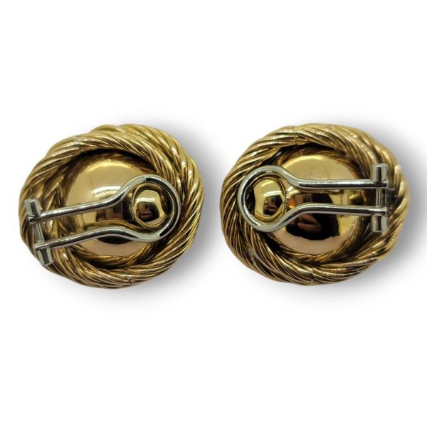 Vintage Mabe Pearl and Diamond Earrings with 18ct yellow gold rope twist surround. Circa 1960s