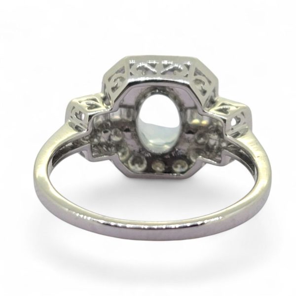 Aquamarine and Diamond Cluster Dress Ring with Buckle Shoulders