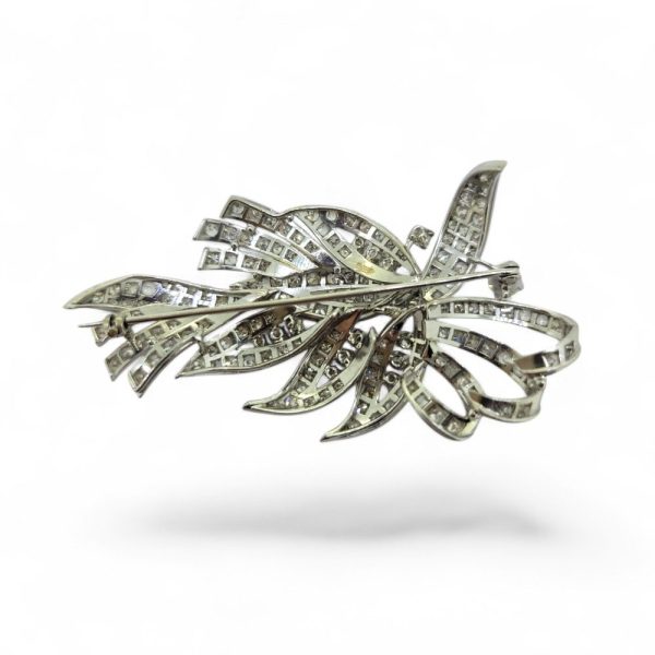 Vintage 7ct Diamond Spray Brooch in Platinum, stunning late 20th century platinum spray brooch set with an estimated 7 carats of sparkling diamonds