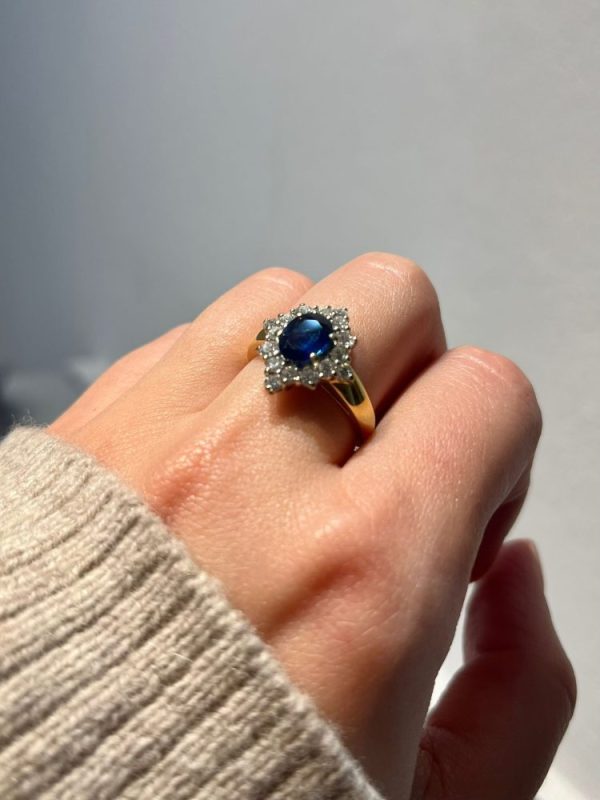 Vintage Marquise Sapphire and Diamond Cluster Ring