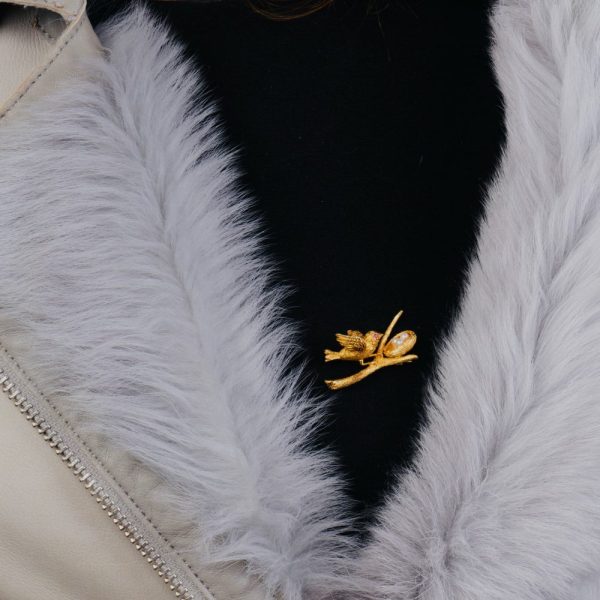Antique bird brooch in gold.