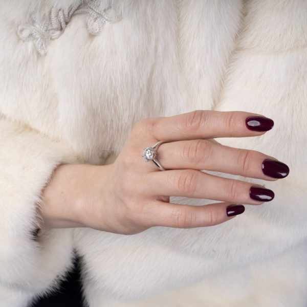 Platinum engagement ring with 7.2 carat diamond.