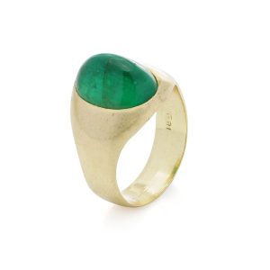 Vintage 5.5 Carat Emerald Dome Ring In 18 Carat Yellow Gold