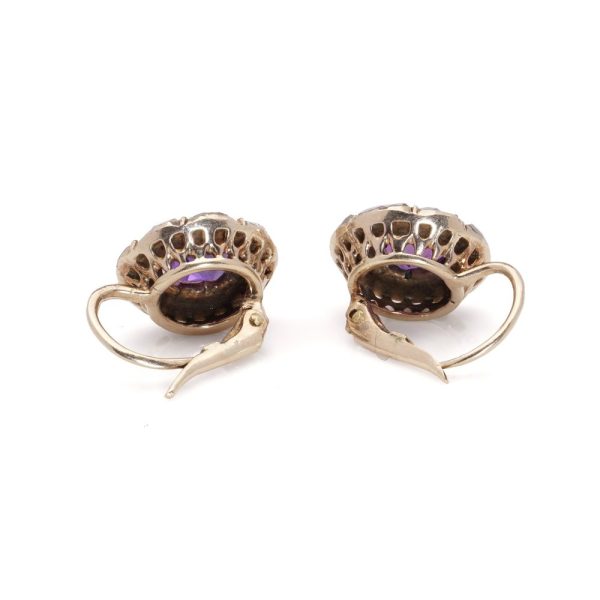 Victorian amethyst and diamond earrings in gold.