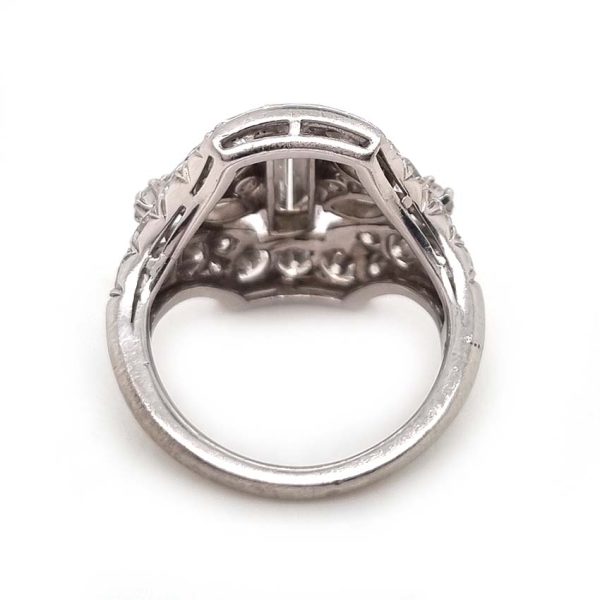 Art Deco 3.8ct Diamond Cluster Dress Statement Ring in Platinum and Iridium