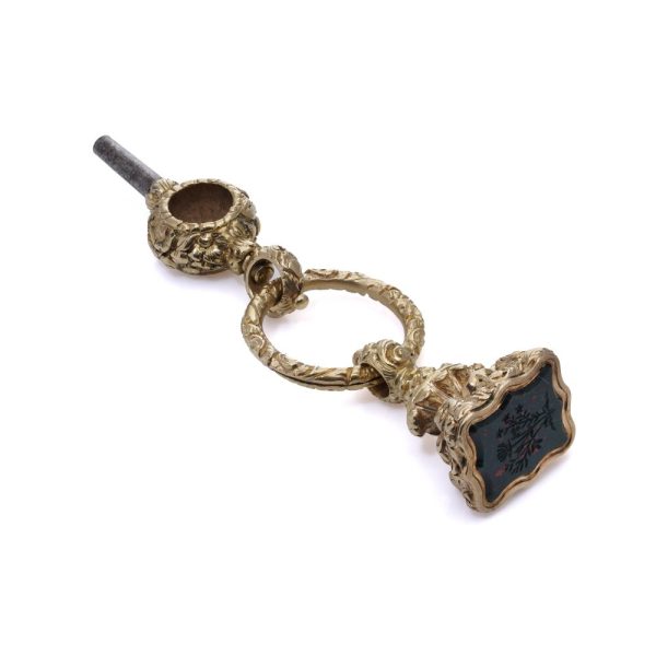 Antique gold floral bloodstone seal fob.
