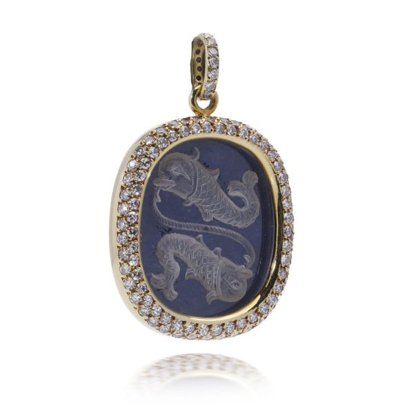 Gold pendant with diamonds.