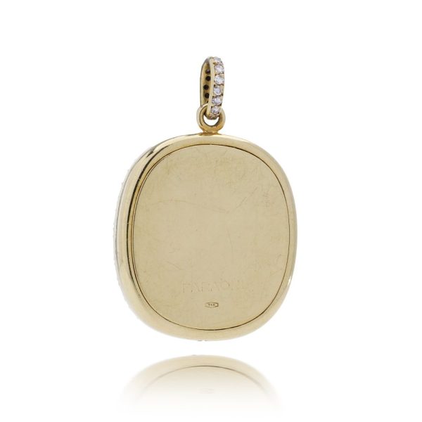 Gold pendant with diamonds.