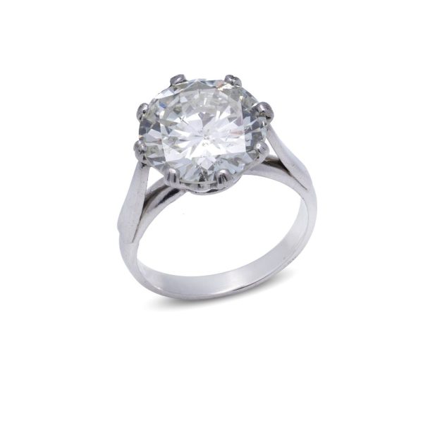 Platinum engagement ring with 7.2 carat diamond.