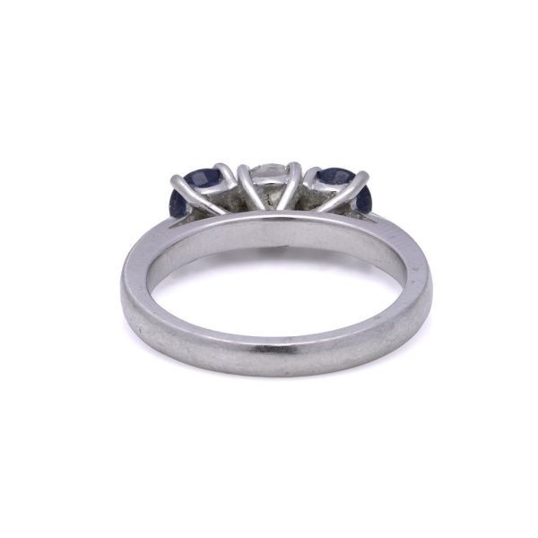 Vintage diamond and sapphire three stone ring in platinum