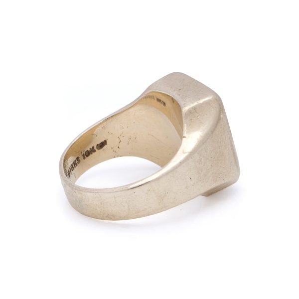 Vintage bloodstone intaglio signet ring in gold.