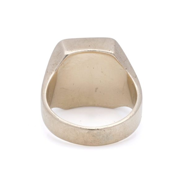 Vintage bloodstone intaglio signet ring in gold.