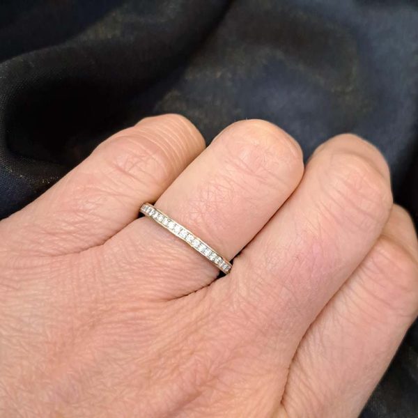 Theo Fennell Diamond Eternity Band Ring in 18ct Gold, 18ct gold band channel set with round F/G VS brilliant-cut diamonds size M 3/4 some resizing possible