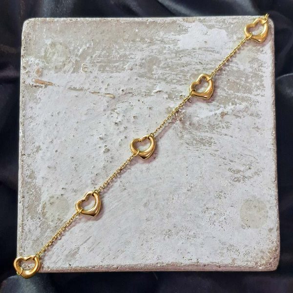 Vintage Tiffany and Co Elsa Peretti Open Heart Gold Bracelet