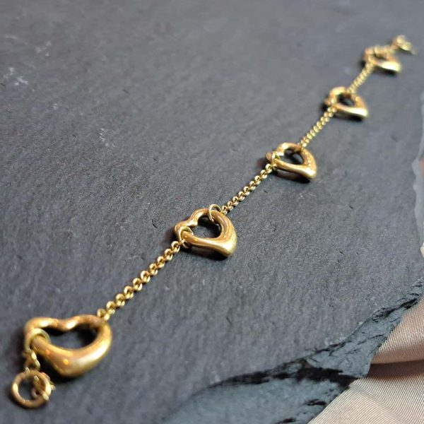 Vintage Tiffany and Co Elsa Peretti Open Heart Gold Bracelet