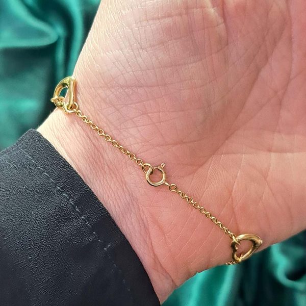 Vintage Tiffany and Co Elsa Peretti Open Hearts Gold Bracelet