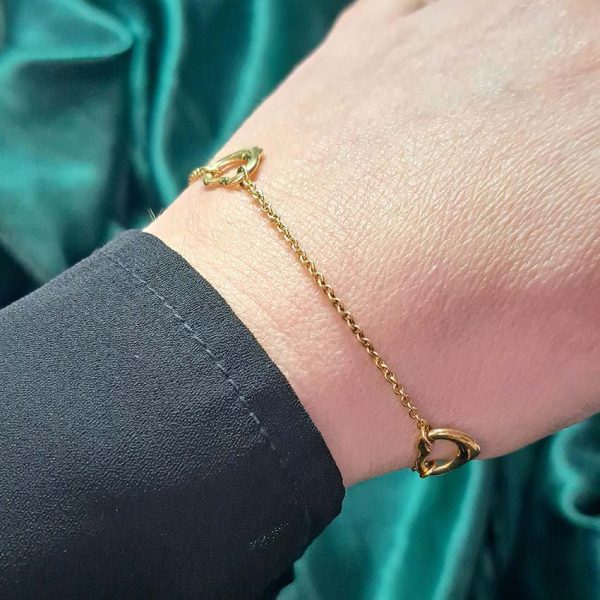Vintage Tiffany and Co Elsa Peretti Open Hearts Gold Bracelet