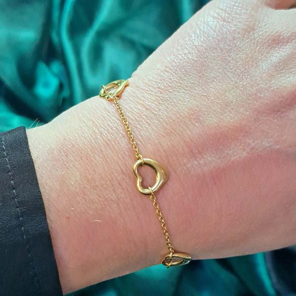 Vintage Tiffany and Co Elsa Peretti Open Heart Gold Bracelet