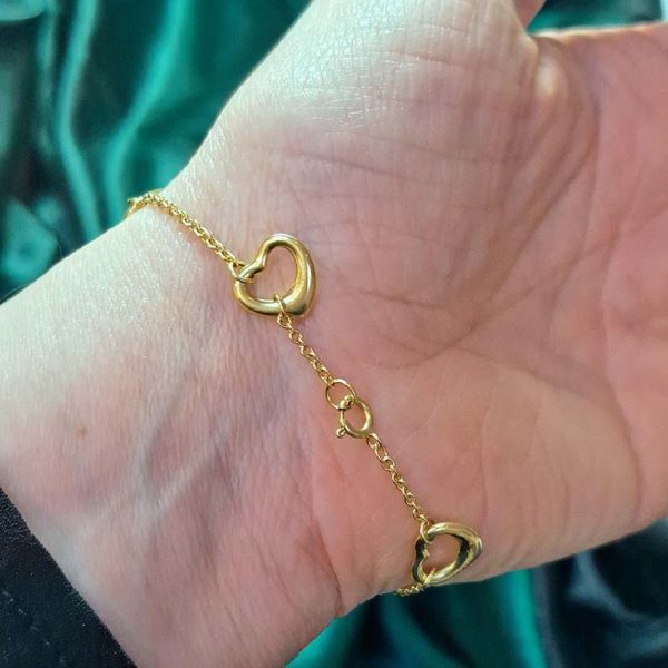 Vintage Tiffany and Co Elsa Peretti Open Heart Gold Bracelet