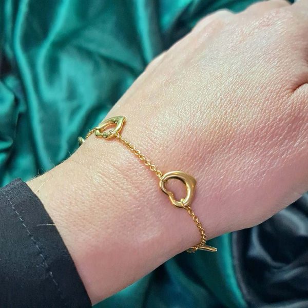 Vintage Tiffany and Co Elsa Peretti Open Heart Gold Bracelet