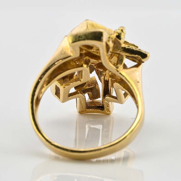 Vintage 1970s Ilias Lalaounis Designer Gold Cocktail Ring, attractive unique striking Ilias Lalaounis 18ct yellow gold ring beautifully designed in a vintage modernist brutalist style
