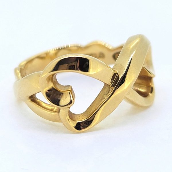 Vintage Paloma Picasso Tiffany and Co Double Loving Heart Ring in 18ct Yellow Gold