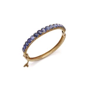 Antique sapphire bangle in gold.