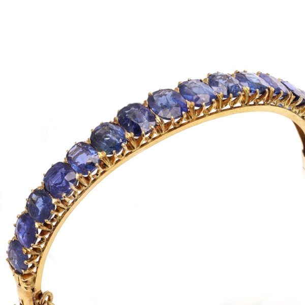 Antique sapphire bangle in gold.