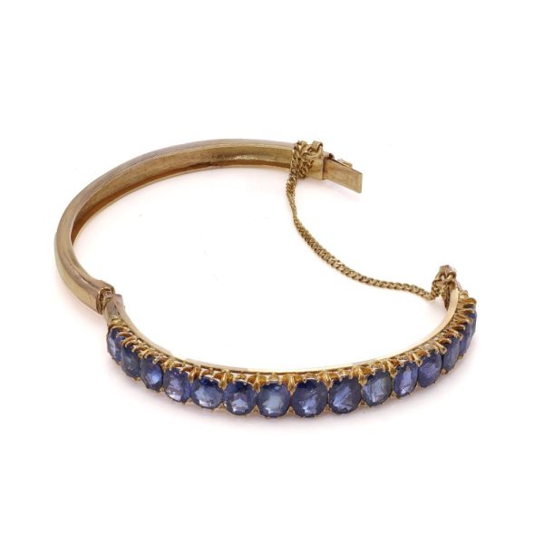 Antique sapphire bangle in gold.