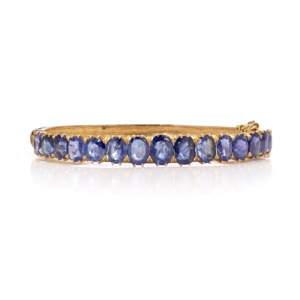 Antique sapphire bangle in gold.