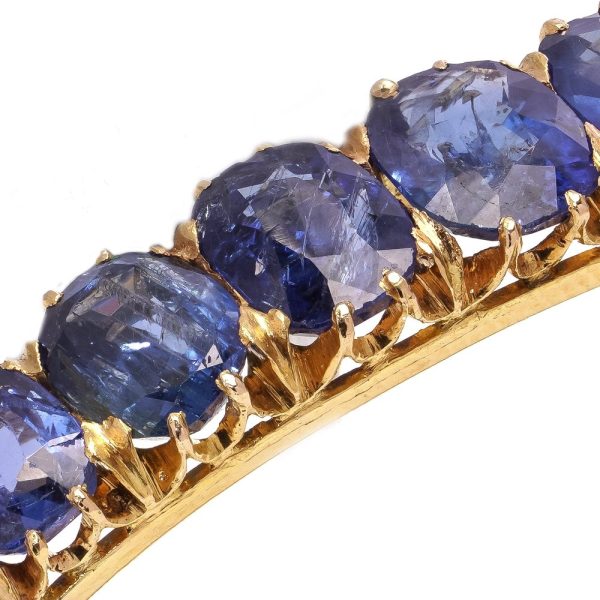 Antique sapphire bangle in gold.