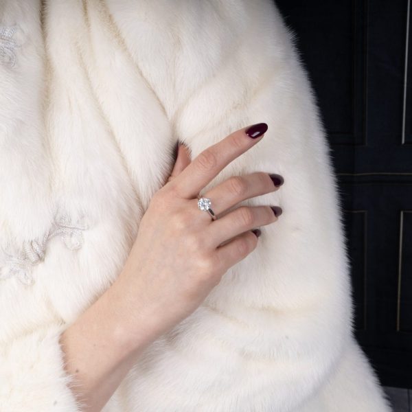 Platinum engagement ring with 7.2 carat diamond.