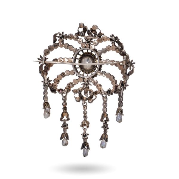 Antique pink topaz enamel brooch.