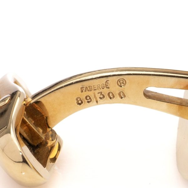 Faberge gold enamel and diamond cufflinks.