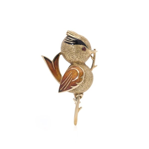 Vintage gold bird brooch.