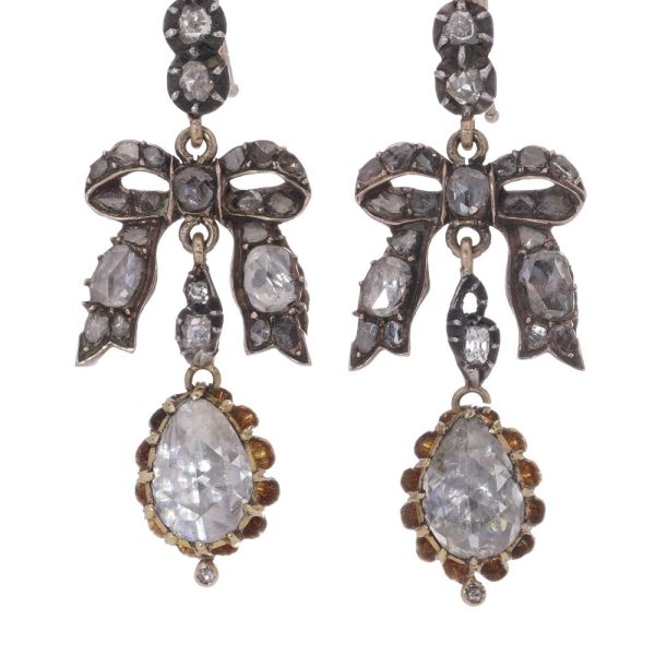 Victorian diamond earrings in gold and silver.
