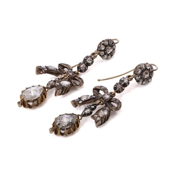 Victorian diamond earrings in gold and silver.